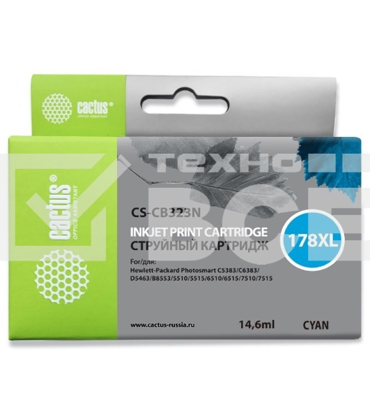Картридж струйный Cactus CS-CB323N №178XL голубой (14.6 мл.) для HP PS B8553/C5383/C6383/D5463/5510
