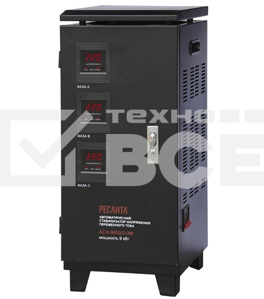 Стабилизатор напряжения Ресанта ACH-9000/3-ЭМ электромеханический трехфазный серый