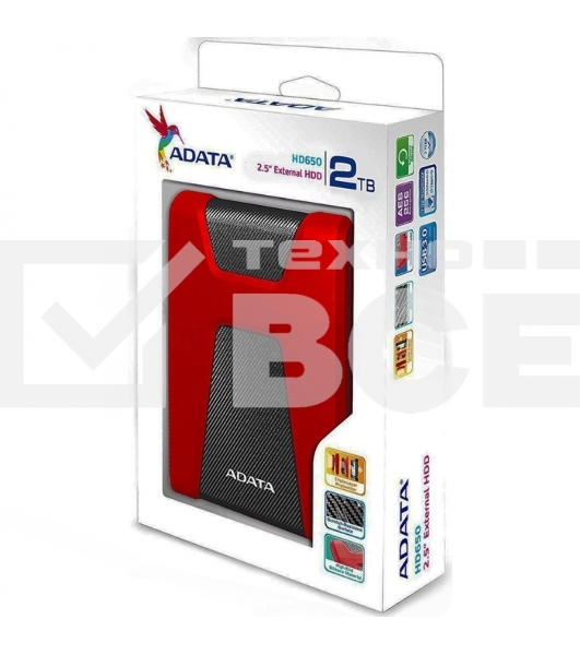 Внешний жесткий диск AData USB 3.1 2Tb AHD650-2TU31-CRD HD650 DashDrive Durable 2.5