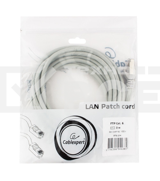 Патч-корд FTP Cablexpert кат.6, 3м, литой, многожильный (серый)