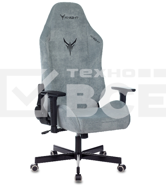 Кресло игровое Knight N1 Fabric серо-голубой Light-28 с подголов. крестовина металл
