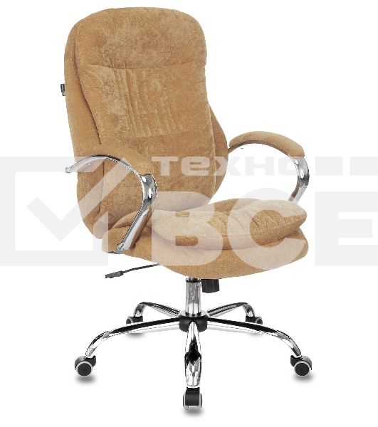 Кресло руководителя Бюрократ T-9950SL Fabric горчичный Velvet 73, крестовина металл хром
