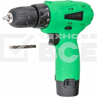 Дрель-шуруповерт Zitrek Green 12-Li  063-4072, Аккумуляторная, 12В, 2 АКБ, Кейс