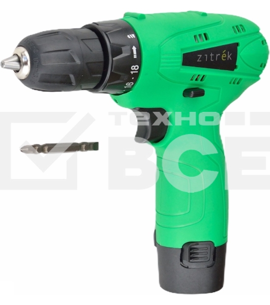 Дрель-шуруповерт Zitrek Green 12-Li  063-4072, Аккумуляторная, 12В, 2 АКБ, Кейс