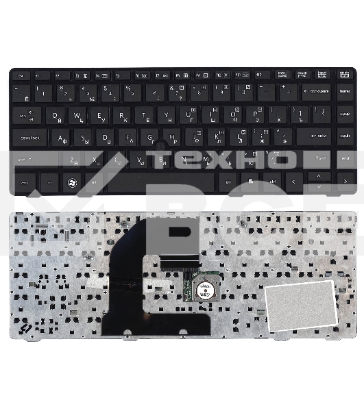Клавиатура для ноутбука HP EliteBook 8460P ProBook 6460B 6465B черная с черной рамкой с указателем