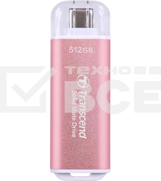 Внешний накопитель SSD Transcend 512Gb ESD300 <TS512GESD300S> (USB3.2 gen 2, Type C, 1050/950Mbs, 3D NAND, 60x20x7.8mm, 9g) розовый