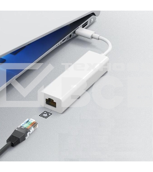 Адаптер GoPower Type-C (m)-RJ-45 (f) 100 мб/с белый (1/100)