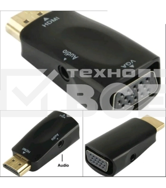Переходник аудио-видео Premier 5-983AC HDMI (m)/VGA (f)/Jack 3.5 (f) белый