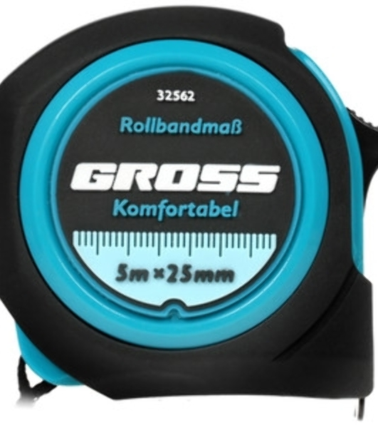 Рулетка Gross Komfortabel, 5 м х 25 мм, обрезиненный корпус