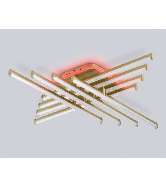 Потолочный светодиодный светильник Ambrella light FL6263 GD золото 115W 3000K-6400K+RGB 810*810*130 (ПДУ ИК)