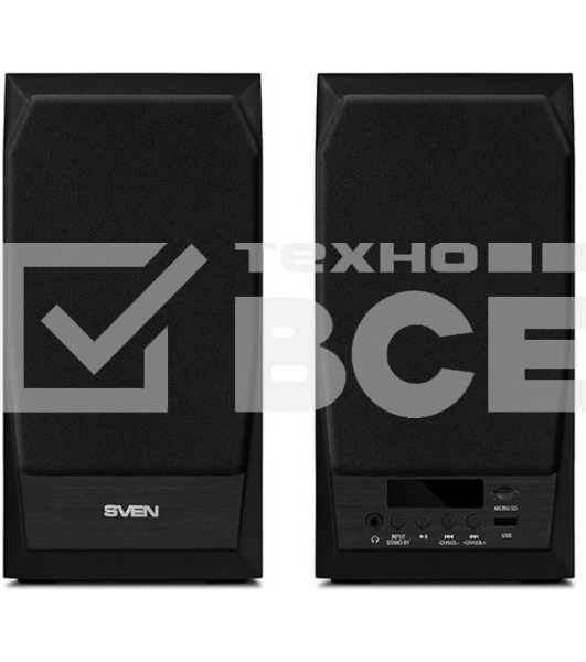 Акустическая система 2.0 SVEN MC-10, чёрный, мощность 2x25Вт (RMS), FM-тюнер, USB/microSD, дисплей, пульт ДУ, Bluetooth SVEN MC-10, чёрный, акустическая система 2.0, мощность 2x25Вт (RMS), FM-тюнер, USB/microSD, дисплей, пульт ДУ, Bluetooth