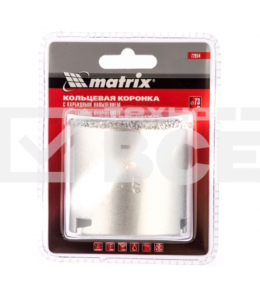 Кольцевая коронка Matrix с карбидным напылением, 73 мм