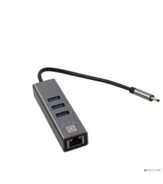 Кабель-адаптер USB3.1 5bites UA3C-45-12BK, 3*USB3.0, RJ45 1G, AL, GREY