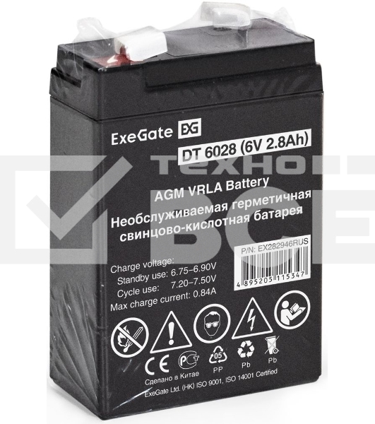 Батарея ExeGate DT 6028 (6V 2.8Ah), клеммы F1