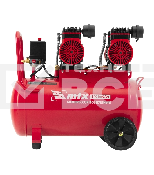 Компрессор безмасляный малошумный SPC 3000/50, 3000 Вт, ресивер 50 л, 520 л/мин MTX