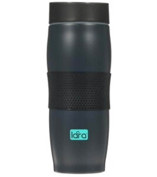 Термокружка LARA LR04-24 Black 380 мл, двойные стенки, вакуум, сталь/силикон, черный