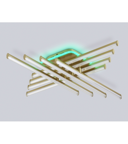 Потолочный светодиодный светильник Ambrella light FL6263 GD золото 115W 3000K-6400K+RGB 810*810*130 (ПДУ ИК)