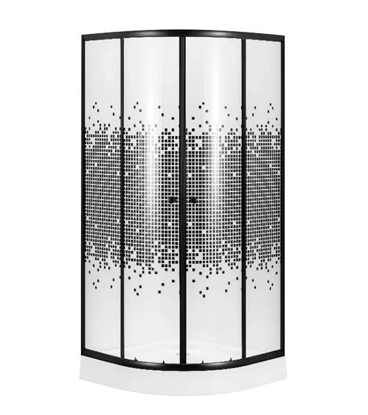 Душевой уголок BAU Dream с поддоном 80x80х195, прозрачное закаленное стекло с черной мозаикой 5 мм,