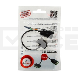 Кабель Gembird/Cablexpert A-OTG-AF30P-001 Кабель USB 2.0 OTG , USBAF/BM30pin, для планшетов Samsung, 0.15м, пакет
