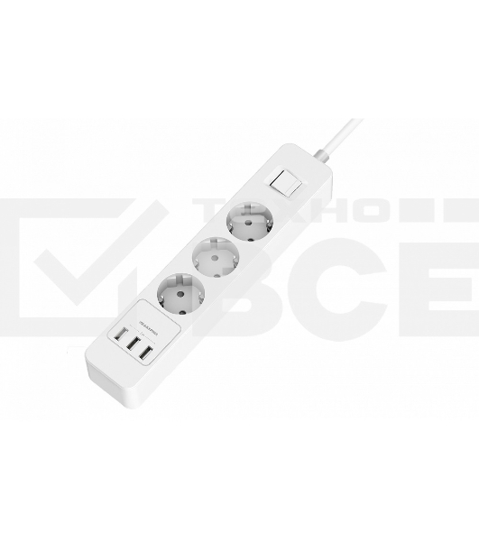 Удлинитель с USB зарядкой Harper UCH-330 White