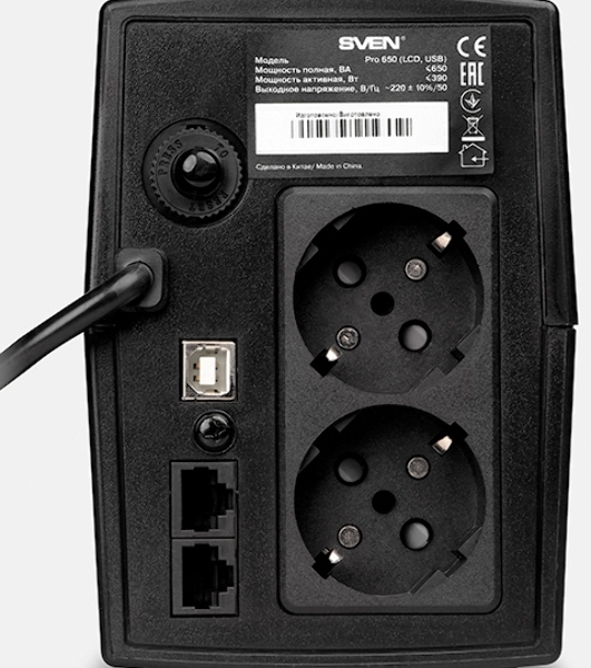 Источник бесперебойного питания Sven Pro+ 650 LCD USB