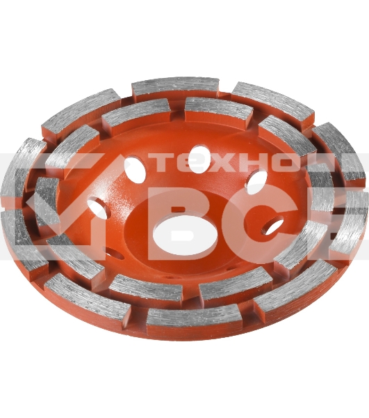 Чашка алмазная шлифовальная по бетону ЗУБР 'МАСТЕР' сегментная двухрядная, 125мм 33376-125