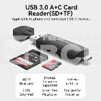 Картридер Vention USB 3.0 A+C (SD+TF) Черный, фото3
