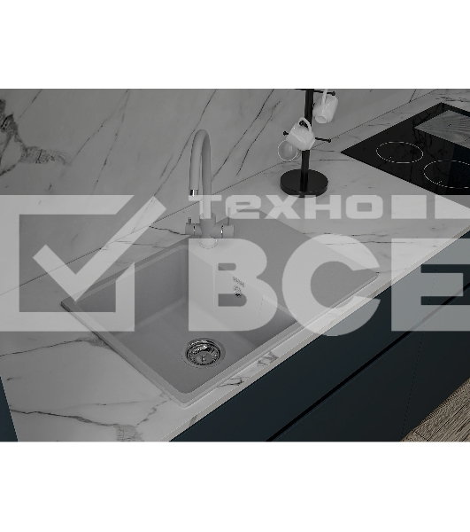 Мойка URBAN 668L gray 1-чаша+крыло 680*490мм, монтаж: врезной, материал: кварц, цвет: серый