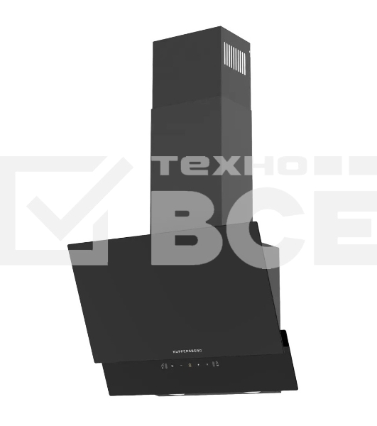 Наклонная вытяжка Kuppersberg F 603 B, 60 см, High-Tech, таймер, макс. производительность 850 м3/ч, 3 скорости, обратный клапан, сенсорное управление, дисплей, LED освещение, уровень шума 53 дБ, цвет черный