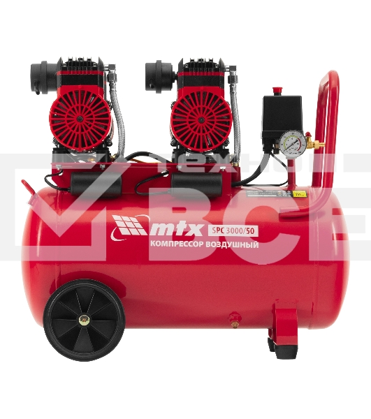 Компрессор безмасляный малошумный SPC 3000/50, 3000 Вт, ресивер 50 л, 520 л/мин MTX