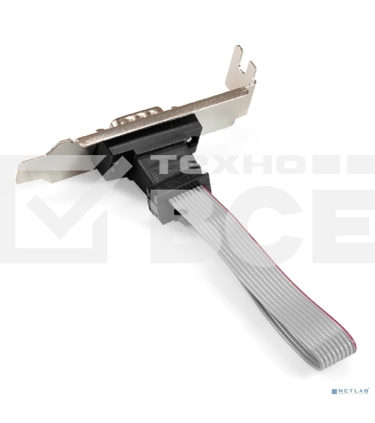 Планка портов в корпус 1xCOM ExeGate BrctDB91-LP (Com 10-pin (F) --> RS232 DB9 Male, кабель 20 см, Low Profile)