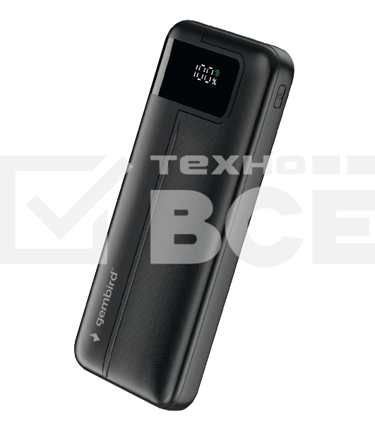 Портативный аккумулятор Gembird GPB-10Q, 10000мА·ч, QC/PD, дисплей, черный