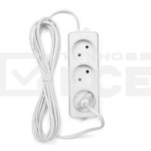 Удлинитель Гарнизон EL-E3-W-3, 3 розетки допустимый ток 6А, длина 3м.