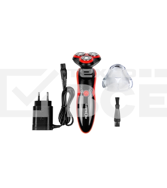 Бритва Centek CT-2168 (красн) ротор 3D, +ВЛАЖНОЕ БРИТЬЁ, 3 плав.головки, 2-ные лезвия, до 50 мин раб