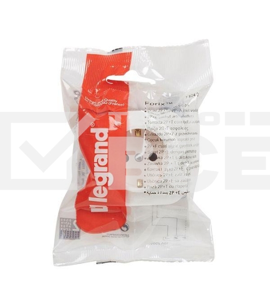 Розетка с заземлением с защитными шторками (Белая) Legrand 782220