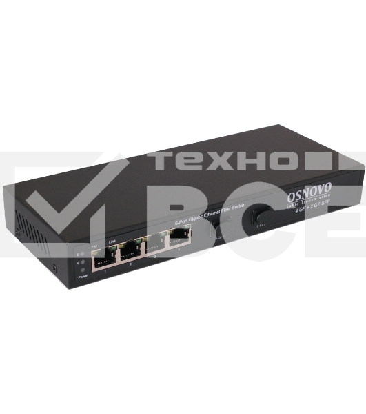 Коммутатор OSNOVO Гигабитный коммутатор на 6 портов, 4*10/100/1000Base-T, 2*SFP 1000Base-FX