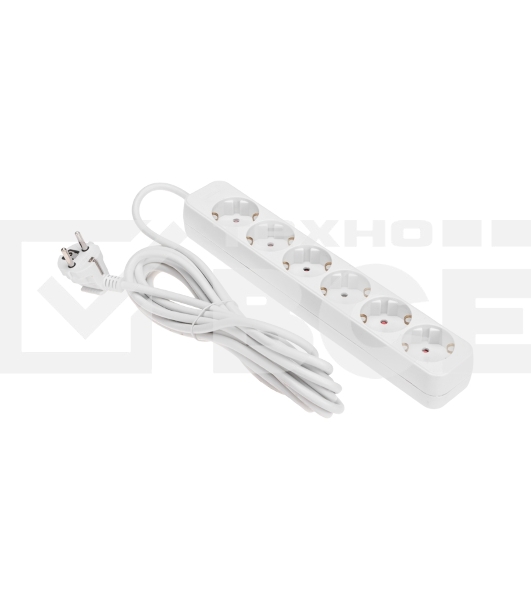 Удлинитель STANDARD 6 гнезд, 5м, 3х1,0мм², с/з, белый REXANT