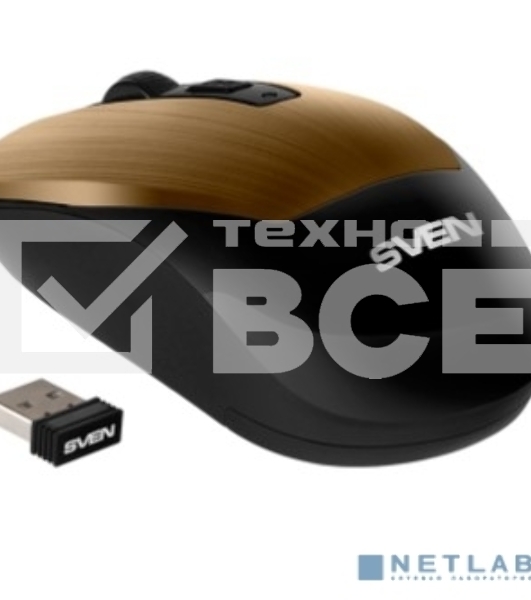 Мышь беспроводная SVEN RX-380W античная бронза, 1600 dpi, радиоканал, USB, кнопки - 4