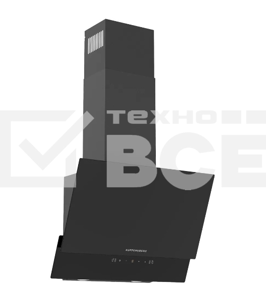 Наклонная вытяжка Kuppersberg F 603 B, 60 см, High-Tech, таймер, макс. производительность 850 м3/ч, 3 скорости, обратный клапан, сенсорное управление, дисплей, LED освещение, уровень шума 53 дБ, цвет черный