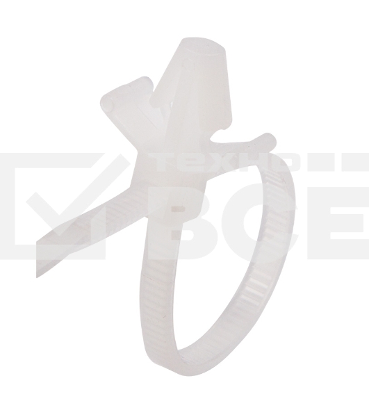 Хомут-стяжкa нейлоновая с крепежным пистоном Rexant 100x2,5 мм, ø2,4 мм, белая, упаковка 100 шт.