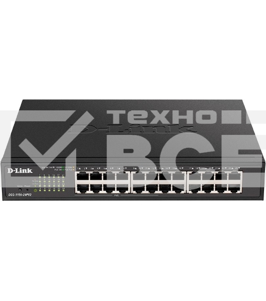 Коммутатор D-Link DGS-1100-24PV2/A1A Настраиваемый L2 коммутатор c 24 портами 10/100/1000Base-T (12 портов РоЕ 802.3af/at, PoE-бюджет 100 Вт)
