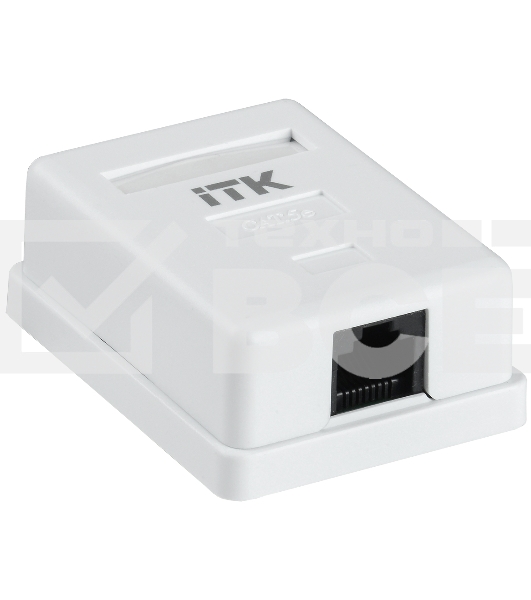 Настенная информационная розетка RJ45 8P8C, кат.5Е, UTP, 1-порт, белая 