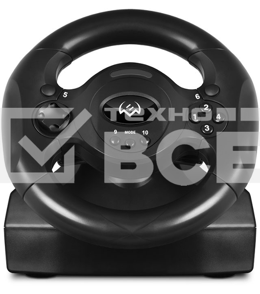 Руль SVEN GC-W300 (педали, вибро, лепестки, D-pad, 10 кл, резин. вставки, PC, цифр. и аналог.