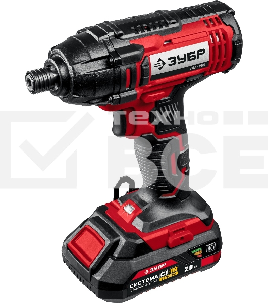 Винтоверт ЗУБР 18В, 2 АКБ (2Ач), в кейсе, ударный. ГВЛ-255-22