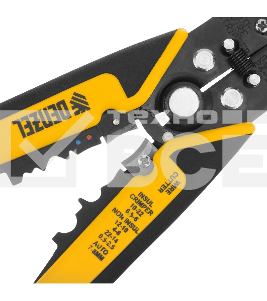 Щипцы для зачистки электропроводов Denzel 0,2-6 мм2, функция обрезания проводов