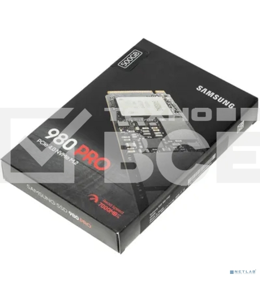 Накопитель SSD Samsung 980 PRO, 500GB, PCIe 4.0 x4, M.2 2280, NVMe, R/W 6900/5000