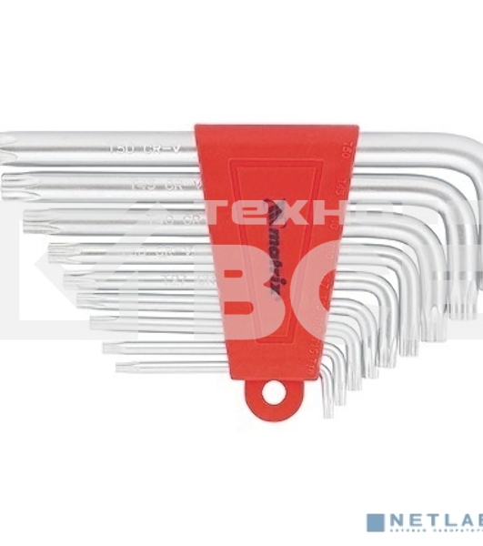 Набор ключей имбусовых TORX, 9 шт., T10-T50, CrV, короткие, сатин. Matrix