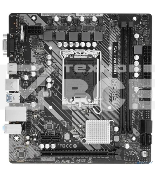 Материнская плата ASRock H610M-HVS, LGA 1700, Intel H610, 2xDDR4, 4xSATA, 1xPCIe 4.0 x16, 1xPCIe x1, 1xHDMI, 1xVGA, 1x 1Gb LAN, 2xUSB-A 3.2 Gen 1, 4xUSB 2.0, 3x3.5 мм, 7.1, mATX
