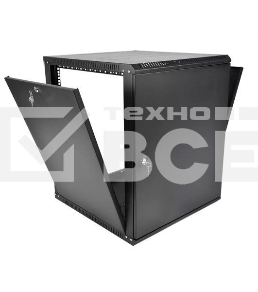 Шкаф телекоммуникационный настенный разборный ЦМО ЭКОНОМ 12U (600 x 520) дверь металл, цвет черный (ШРН-Э-12.500.1-9005)