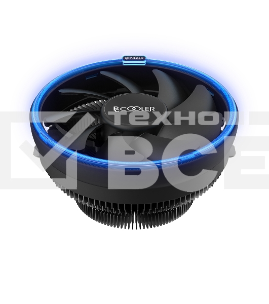 Кулер для процессора PCCooler E126M B (92W, 4-pin PWM, 70mm, Al/Cu, -mm, Blue LED, 1x120mm, 56CFM, 26.5dBA, 1800RPM, S: 1700/1200/115X, AM5/AM4, black)